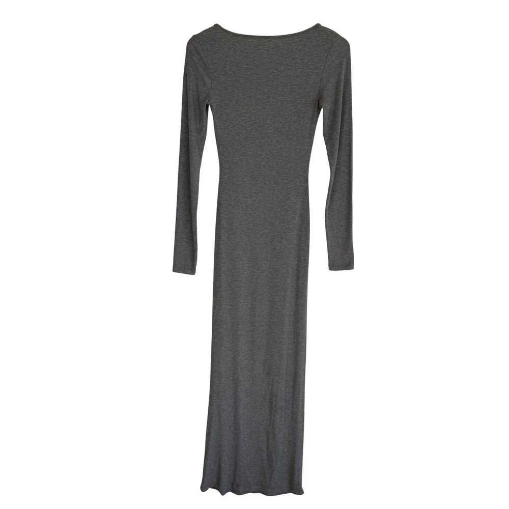 SKIMS Soft Lounge Long Sleeve Maxi Dress M Heather Grey Ribbed Modal Bodycon - Picture 7 of 12